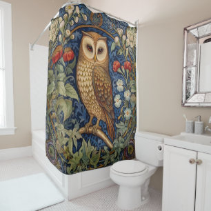 Rideaux De Douche Hibou dans le jardin style William Morris