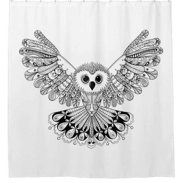 Rideaux De Douche Hibou noir de style (Devant)