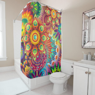 Rideaux De Douche Hippie de jardin psychédélique de Bohême