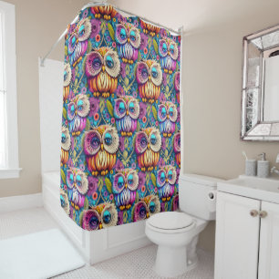 Rideaux De Douche Hippie Trippy Chouette psychédélique colorée
