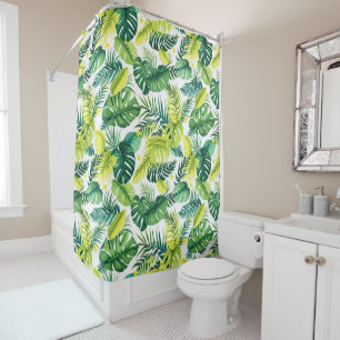 Rideaux De Douche Histoire de la feuille tropicale - Monstera & feui