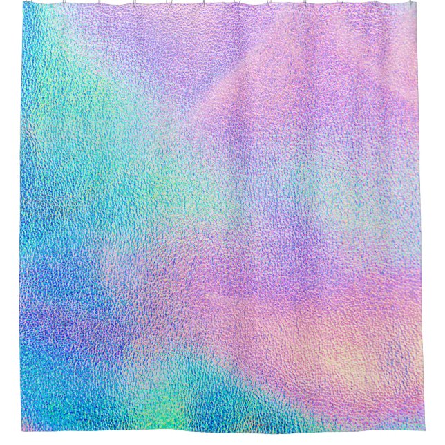 Rideaux De Douche Holographique texture réelle en bleu rose vert (Devant)