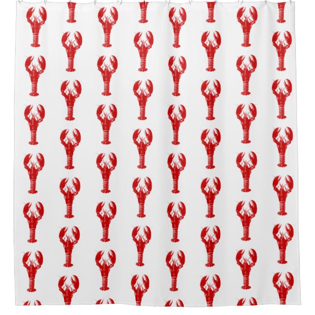 Rideaux De Douche Homard rouge-foncé sur le blanc (Devant)