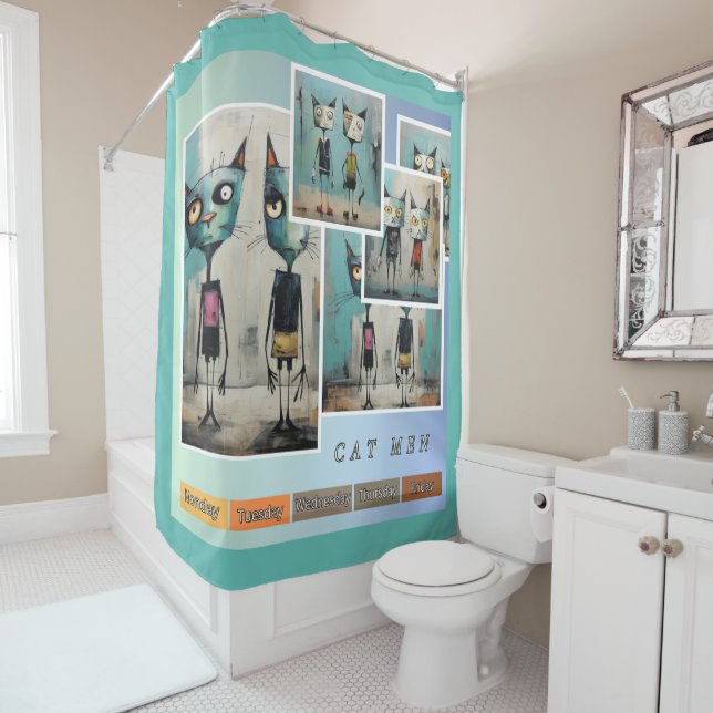 Rideaux De Douche Homme de chat (En situation)