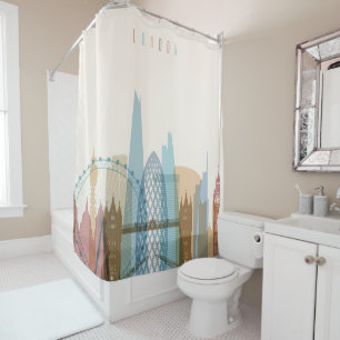 Rideaux De Douche Horizon de ville de Londres, Angleterre
