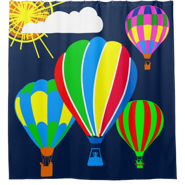 Rideaux De Douche Hot Air Balloons dans le ciel drôle (Devant)