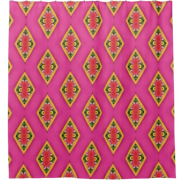 Rideaux De Douche Hot Pink Retro Diamond Shower Curtain (Devant)