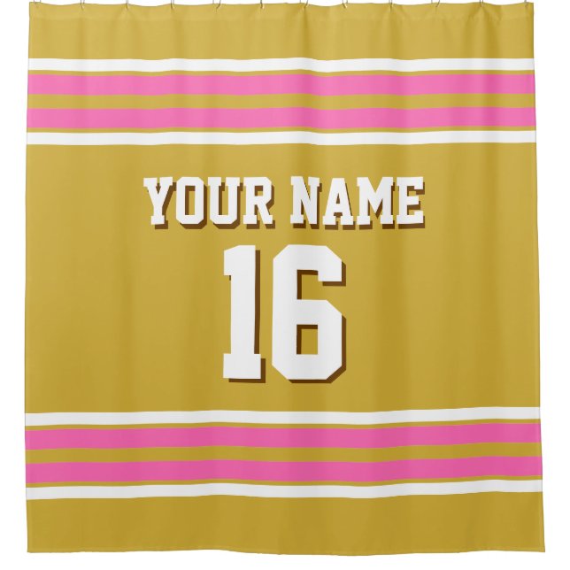 Rideaux De Douche Hot Rose White Stripes Sport Jersey (Devant)