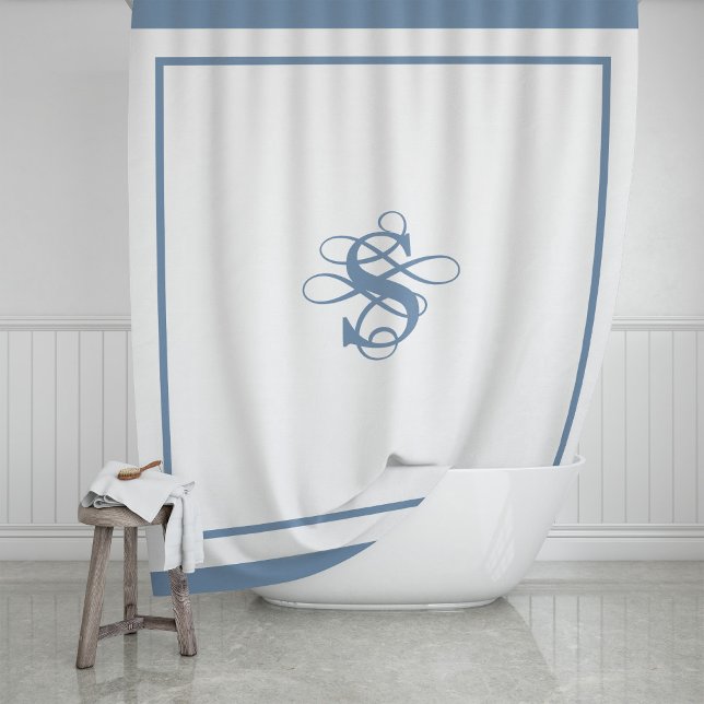 Rideaux De Douche Hôtel Élégant Chic Monogramme Élégant (Créateur téléchargé)