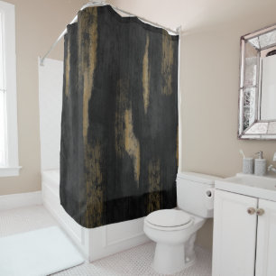 Rideaux De Douche Huiles douces Abstraites Charbon et or