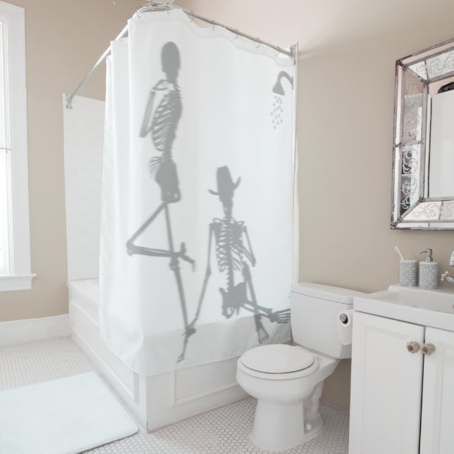 Rideaux De Douche Humour Squelette Douche Cowboy Silhouette Fun Fun  (En situation)