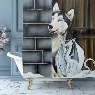 Rideaux De Douche Husky Chig White Dragon Adventure