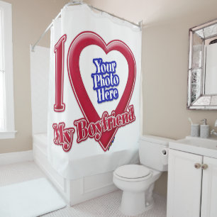 Rideaux De Douche I Love My Boyfriend Photo Red Heart
