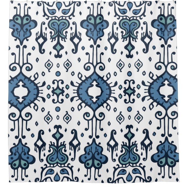 Rideaux De Douche Ikat, ornement tribal, sans couture ethnique. (Devant)