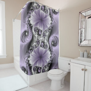 Rideaux De Douche Illusion Lilac Abstrait Floral Fractal Art Imagina
