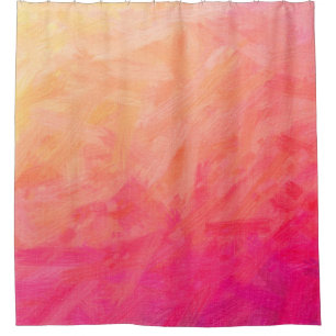 Rideaux De Douche Illustration Abstraite de Brus de soie rose et jau