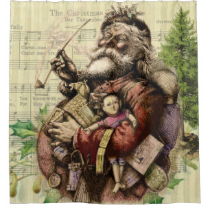 Rideaux De Douche Illustration classique de l'arbre du Père Noël joy