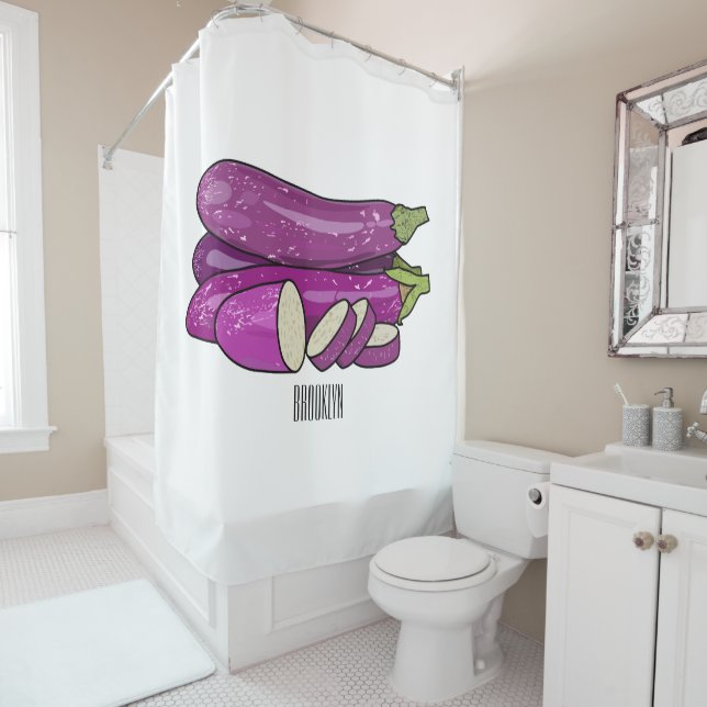 Rideaux De Douche Illustration d'aubergine (En situation)