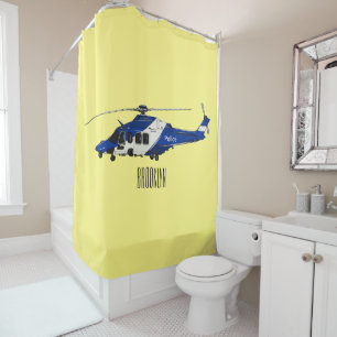 Rideaux De Douche illustration de bande dessinée d'hélicoptère de po