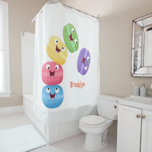 Rideaux De Douche Illustration de caricature de macarons marrant mig