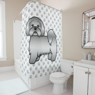 Rideaux De Douche Illustration de chien de dessin animé mignon Lhasa