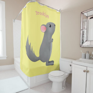 Rideaux De Douche Illustration de chinchilla gris mignon