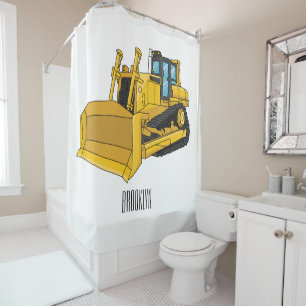 Rideaux De Douche Illustration de dessin animé Bulldozer