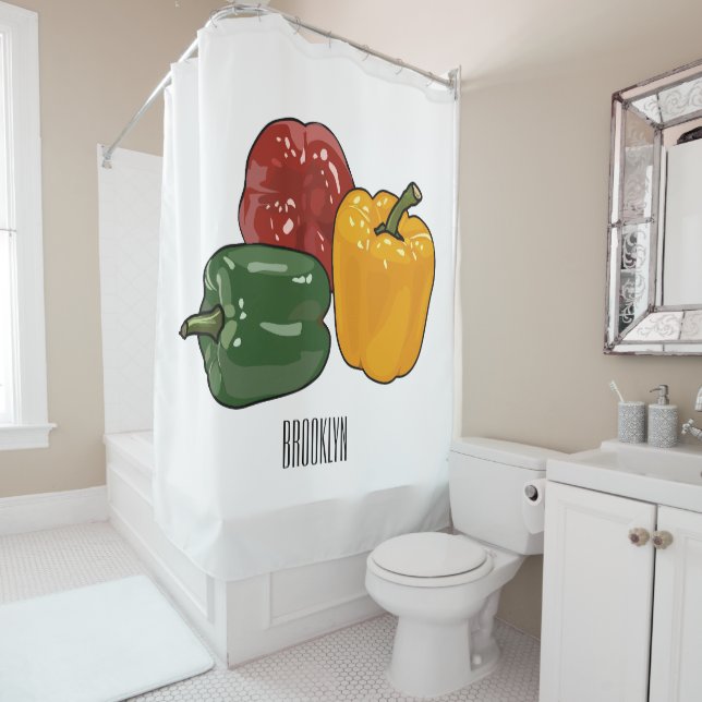 Rideaux De Douche Illustration de dessin de Capsicum (En situation)