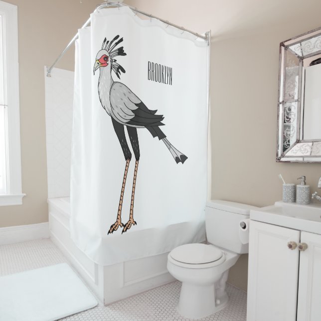 Rideaux De Douche Illustration de dessin du secrétaire pour oiseaux (En situation)