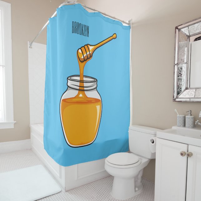 Rideaux De Douche Illustration de dessin sur le miel (En situation)