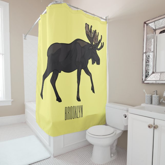 Rideaux De Douche Illustration de dessin sur l'orignal (En situation)