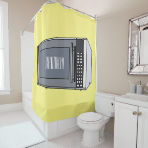 Rideaux De Douche Illustration de dessin sur micro-ondes