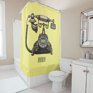 Rideaux De Douche Illustration de dessin téléphonique