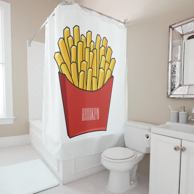 Rideaux De Douche Illustration de frites (En situation)