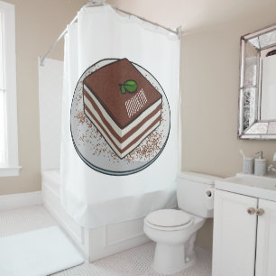 Rideaux De Douche Illustration de gâteau de Tiramisu