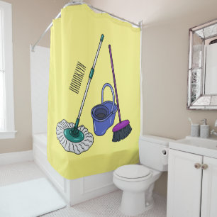 Rideaux De Douche Illustration de la bande dessinée Broom & mop