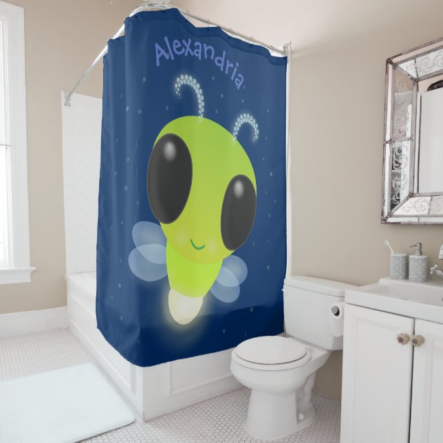 Rideaux De Douche Illustration de la luciole vert mou (En situation)