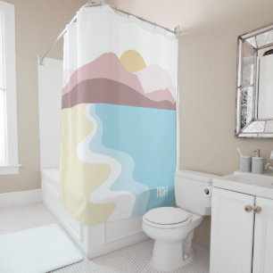 Rideaux De Douche Illustration de la nature du monogramme personnali