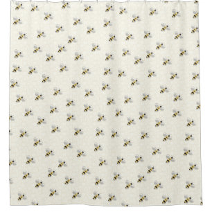 Rideaux De Douche Illustration de l'abeilles Noires jaunes