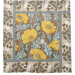 Rideaux De Douche Illustration de l'art du pavot Flower Nouveau