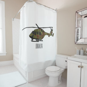 Rideaux De Douche Illustration de l'hélicoptère de l'armée