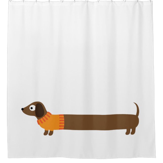 Rideaux De Douche Illustration de mignonne long Dachshund (Devant)