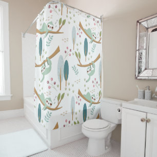 Rideaux De Douche Illustration de paresseux heureux