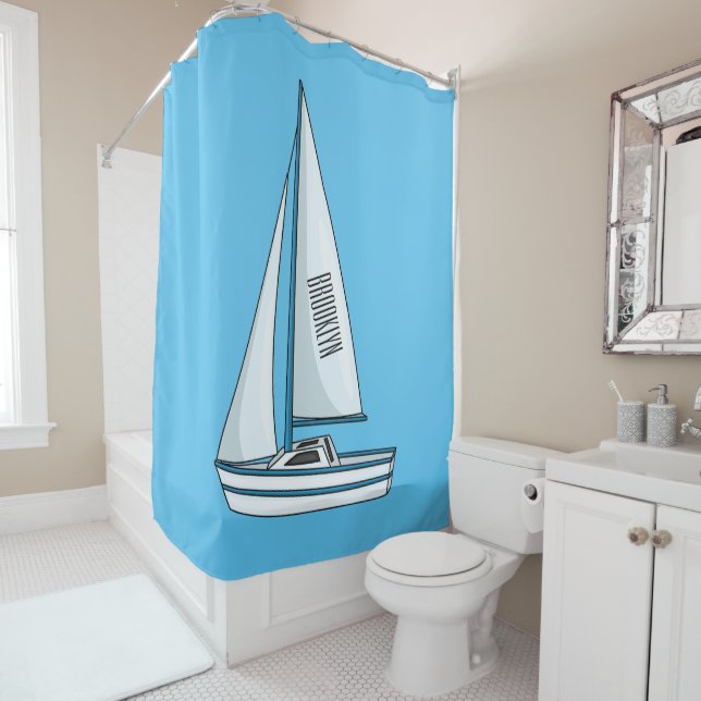 Rideaux De Douche Illustration de voilier (En situation)