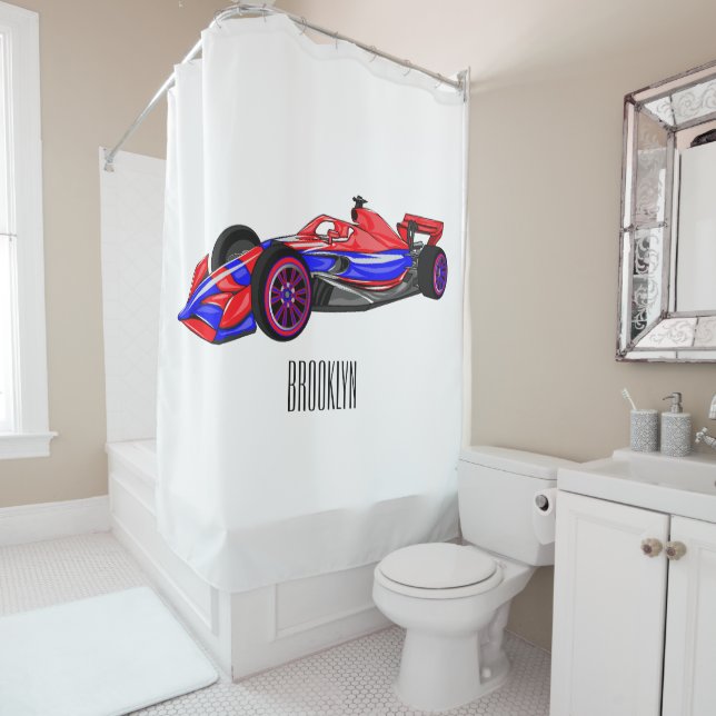 Rideaux De Douche Illustration de voiture de course professionnelle (En situation)