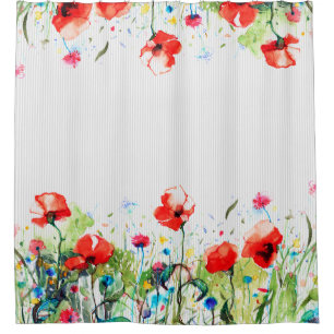 Rideaux De Douche Illustration des fleurs de printemps colorées d'aq