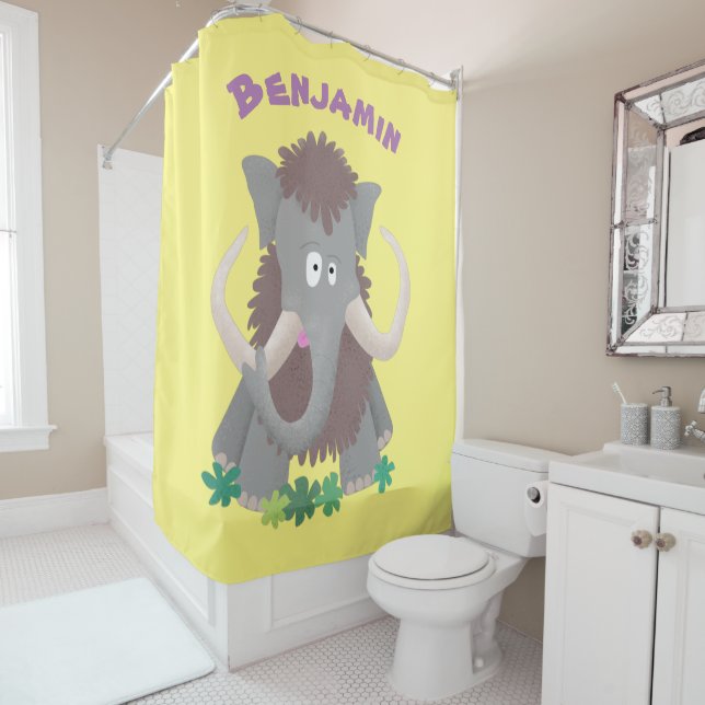Rideaux De Douche Illustration drôle de mammouth laineux (En situation)