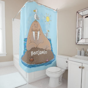 Rideaux De Douche Illustration drôle de morse joyeux