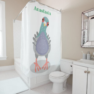 Rideaux De Douche Illustration drôle de pigeon curieux