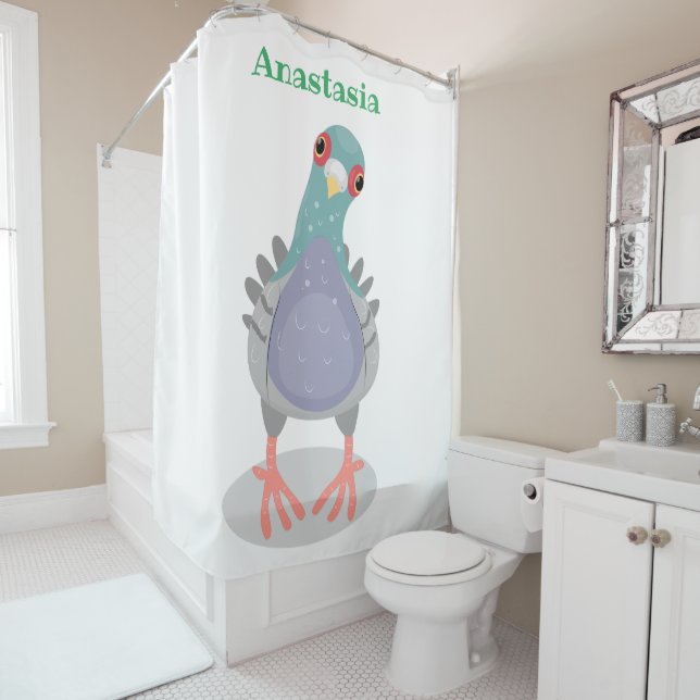 Rideaux De Douche Illustration drôle de pigeon curieux (En situation)